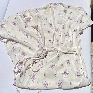 Floral Maxi Dress in Cream and Purple